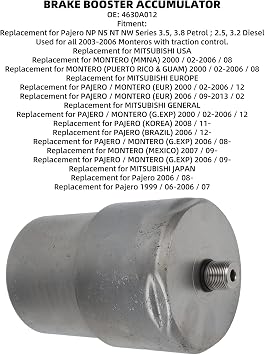 Brake Booster Accumulator, Brake Master Cylinder Accumulator, 4630A012 Fit for Pajero NP NS NT NW, Easy to Use