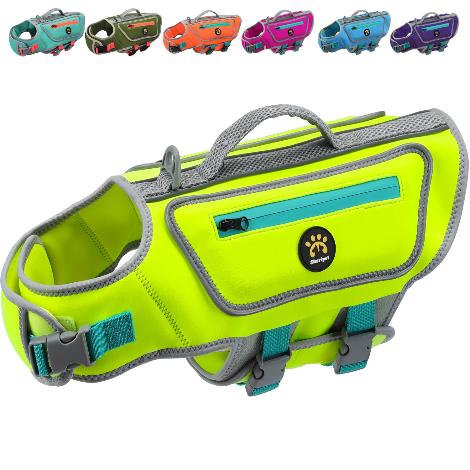 high buoyancy life jacket for dogs dog life vest for swimming adjustable reflective dog floating vest good visibility pet safety preserver with rescue handle for medium dogs green m