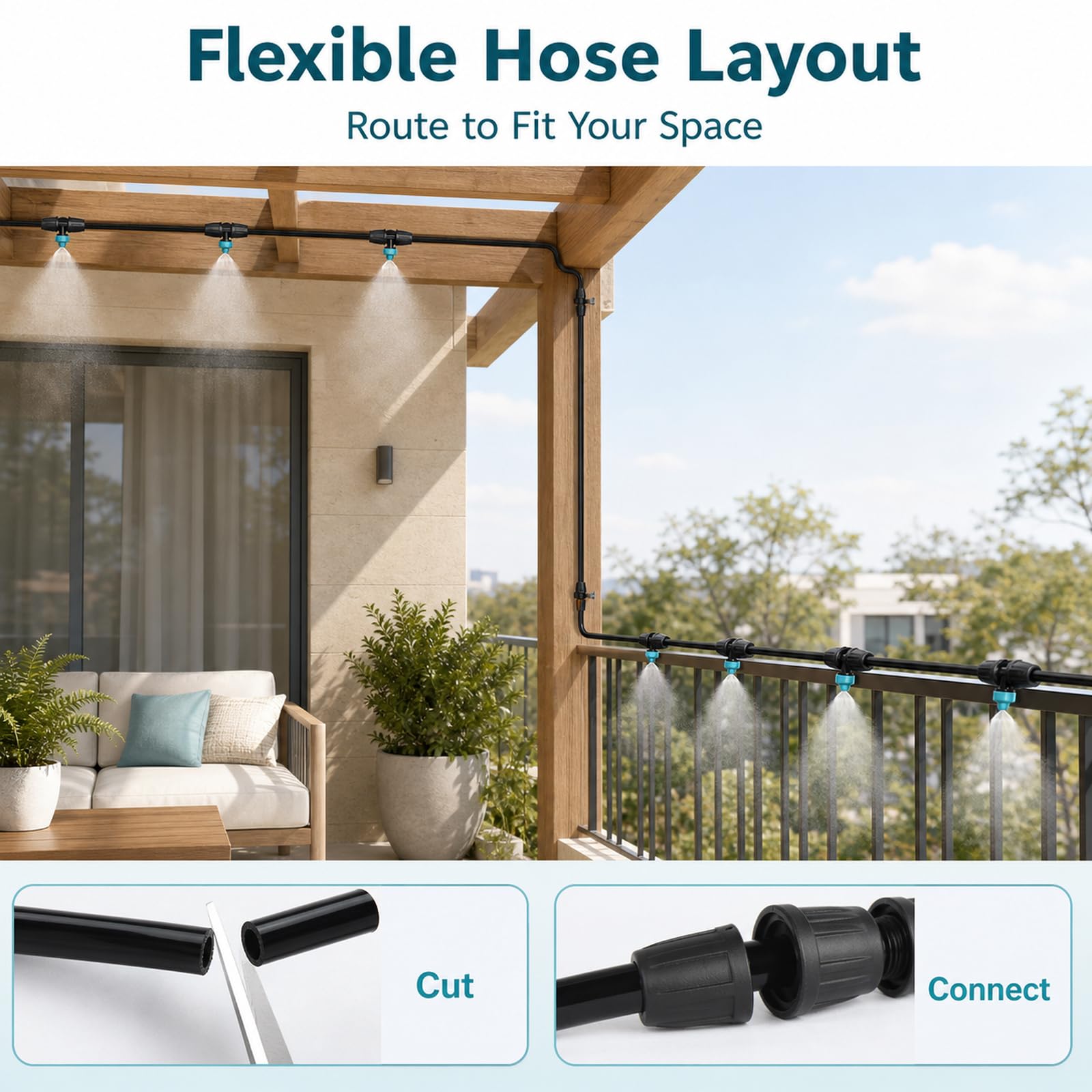 Nebulizzatore per Terrazza Esterno,Kit Irrigazione A Goccia,Kit Irrigazione Goccia Giardino,Leak-Proof And Rust-Proof,Wear-Resistant,for Patios And Potted Plants