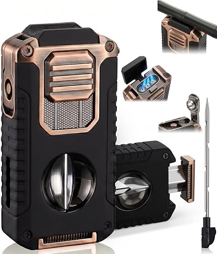 5-in-1 Butane Torch Lighter, with Built-in Punch, V Cutter