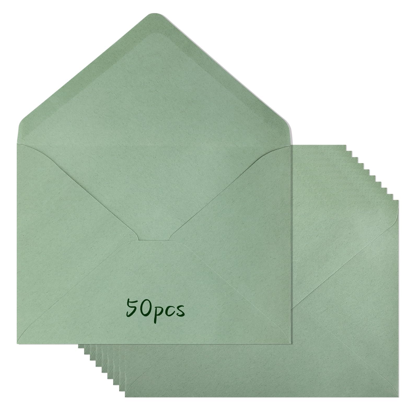 Koperty A7, zielone szałwiowe kartki okolicznościowe, samouszczelniające, puste koperty 13,3 x 18,3 cm, na karty podarunkowe, zaproszenia ślubne, zaproszenia urodzinowe
