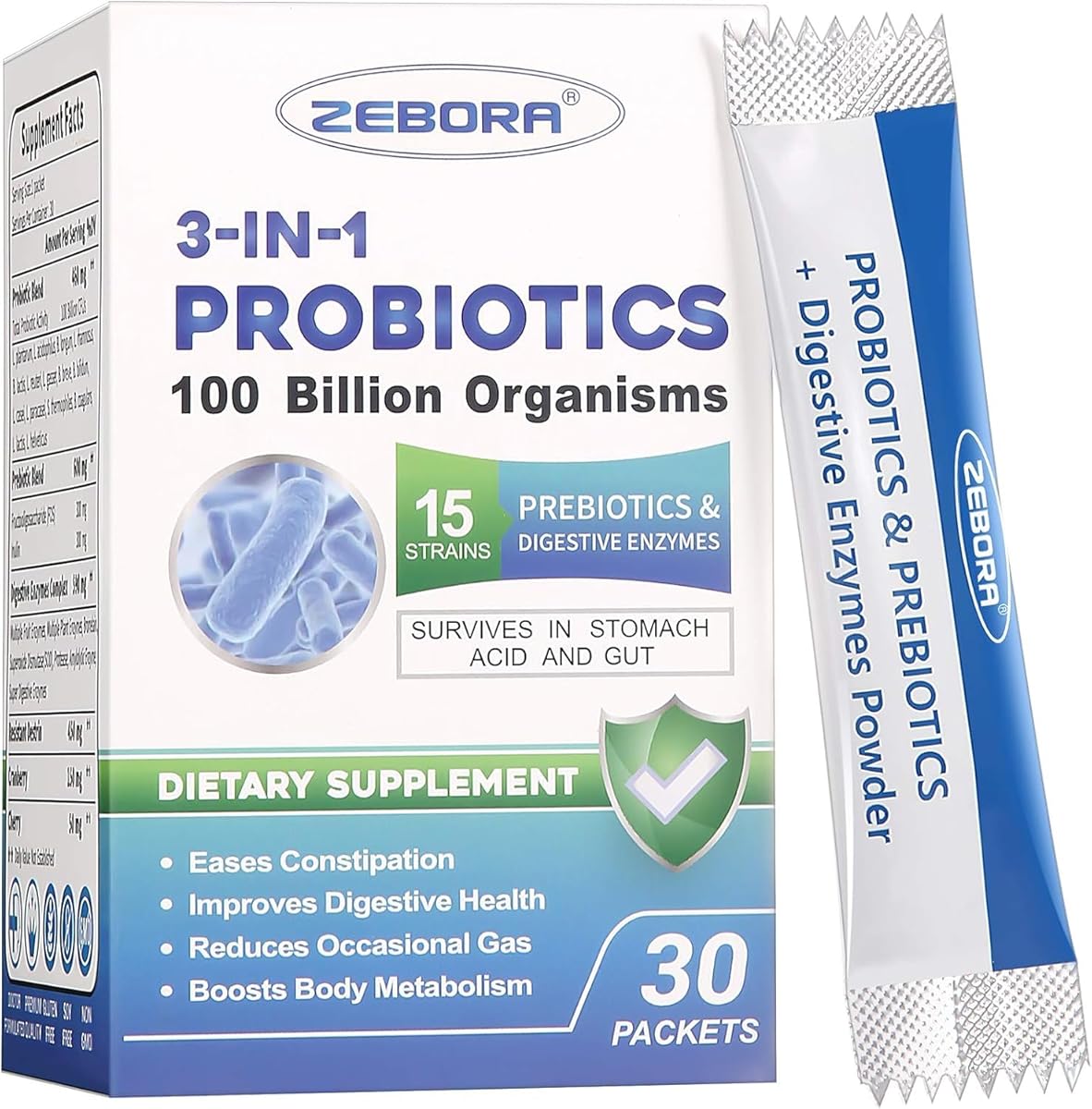 Probiotics for Women & Men - 100 Billion Plus Digestive Enzymes & Prebiotics, Highest Potency 3-in-1 Complete Probiotics for Digestive Health, Immune Support