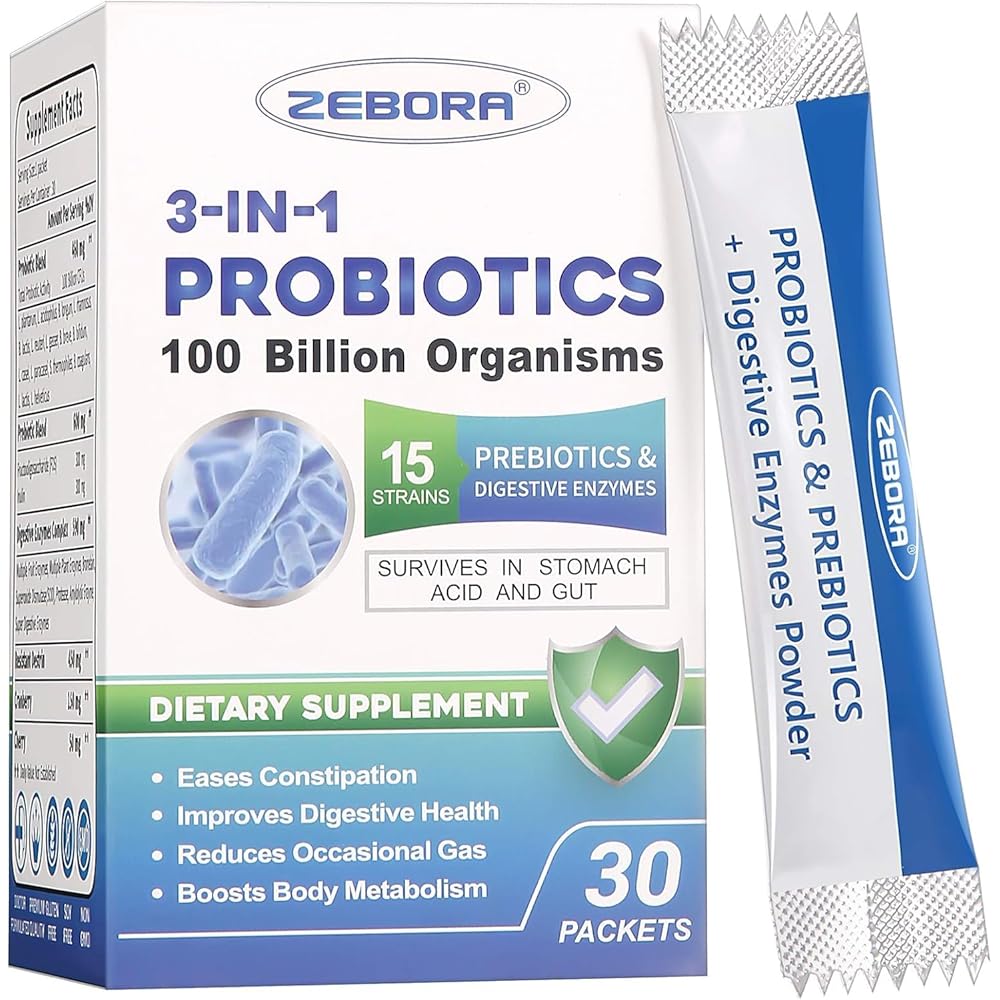 Probiotics for Women & Men - 100 Billion Plus Digestive Enzymes & Prebiotics, Highest Potency 3-in-1 Complete Probiotics for Digestive Health, Immune Support