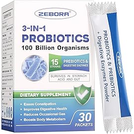 Probiotics for Women & Men - 100 Billion Plus Digestive Enzymes & Prebiotics, Highest Potency 3-in-1 Complete Probiotics for Digestive Health, Immune Support