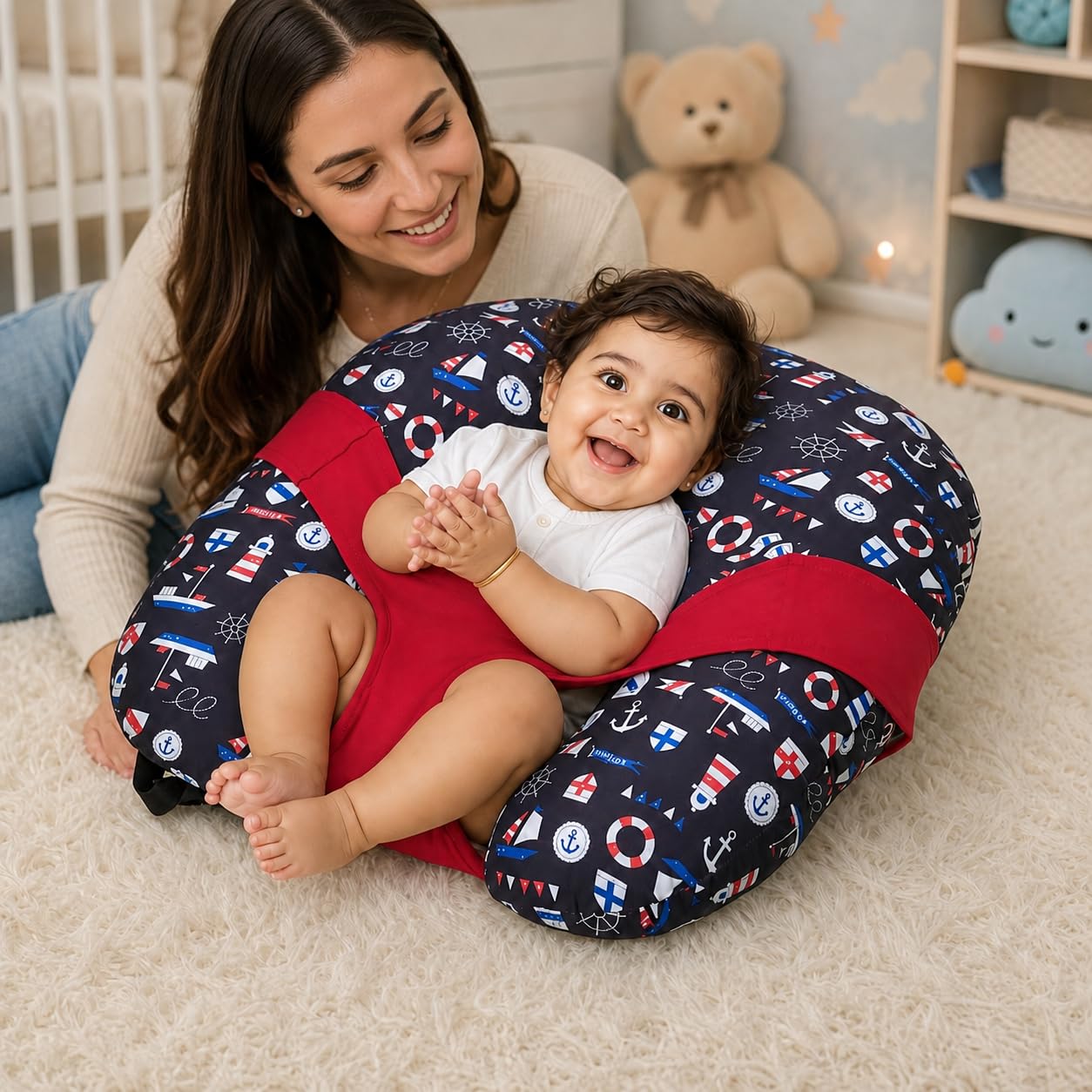 Kradyl Kroft 5in1 Baby Feeding Pillow with 100% Cotton Removable Cover | Breastfeeding Pillow | Nursing Pillow with Belt and Hoop (Columbus 2.0) 1