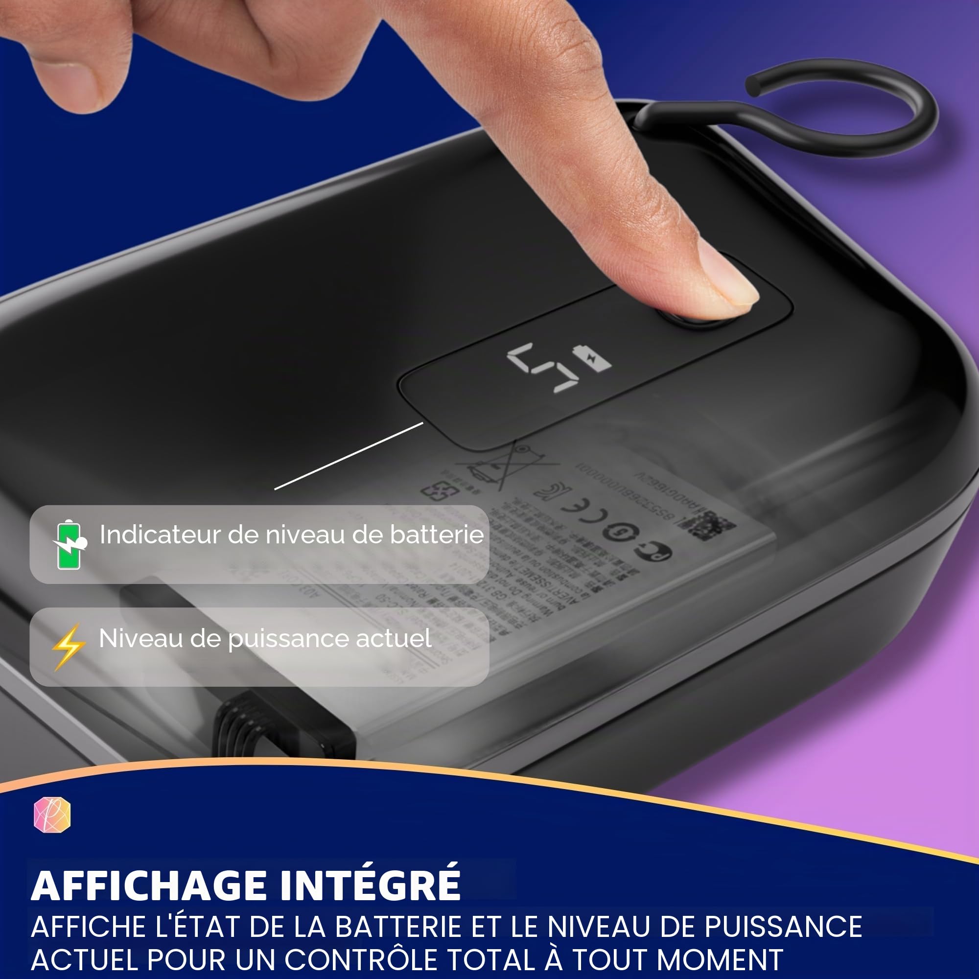 Picmondoo - E-Painter pour peinture à diamant avec affichage numérique et 5 vitesses - Stylo de peinture à diamant sans fil avec pompe à vide et accessoires pour poser les pierres AB sans cire