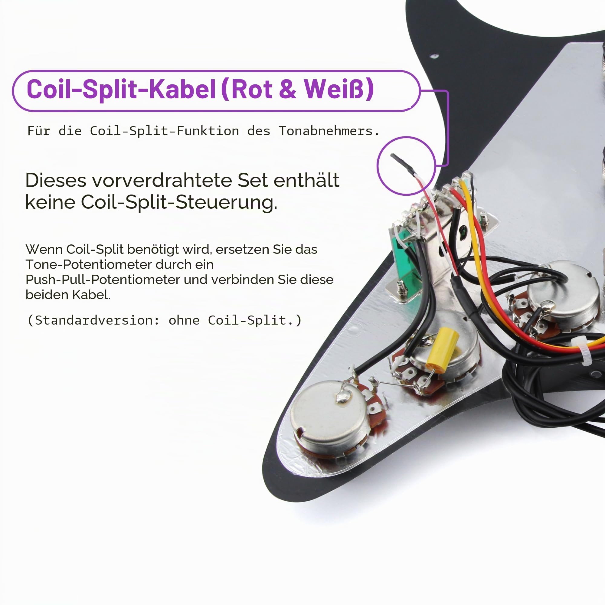 FLEOR Alnico V Geladen Vorverdrahtet Pickguard Satz SSH Alnico Dual Rail Humbucker für ST E-Gitarre Ersatz Schwarz 3-lagig
