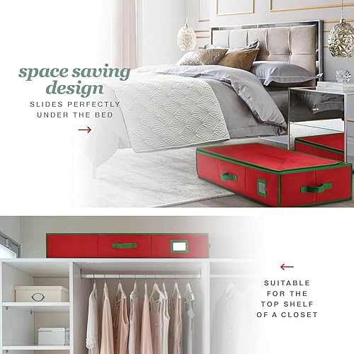 Miniatura 6 de Organizador de papel de regalo de alta calidad, soporte para papel de regalo con bolsillos adicionales para decoraciones navideñas, asas reforzadas,