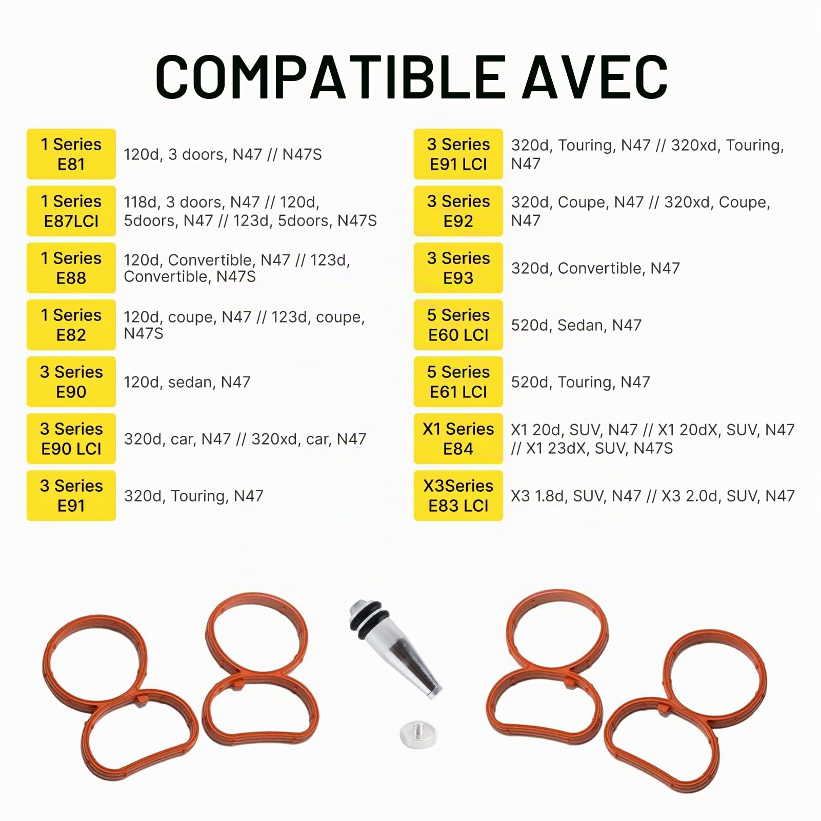 kit suppression clapet admission N47 N47S, bouchon admission pour collecteur admission 11618507239 Pour E81 E87 E88 E82 E90 E90_LCI E91 E91_LCI E92 E93 E60_LCI E61 X1_E84 X3_E83_LCI