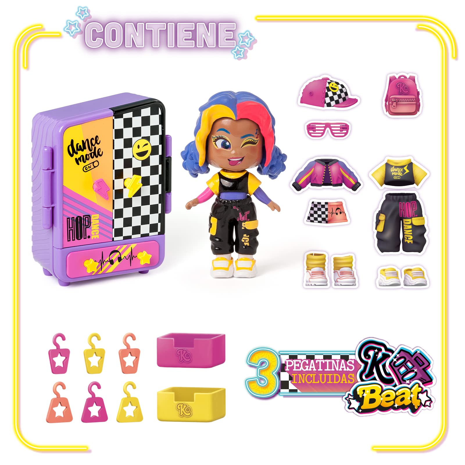 KOOKYLOOS Mel's Wardrobe – Garderoba zawiera lalkę, 2 różne kombinezony i 17 akcesoriów