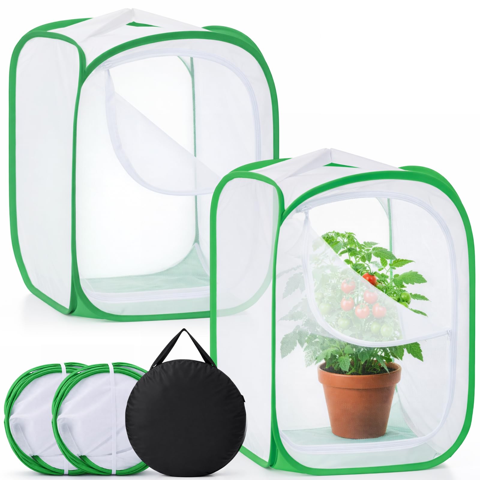 Gilprop 2 Pack Outdoor Mesh Plant Enclosures 23.6" Tall Crop Cage for Fruit Vegetables, Flowers and Herbs