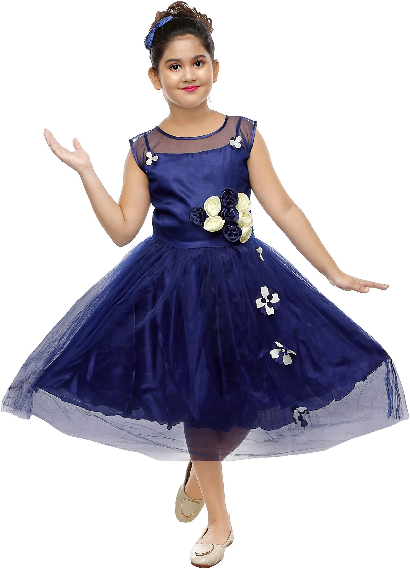 YAYAVAR Girls Knee Length Designer Frock