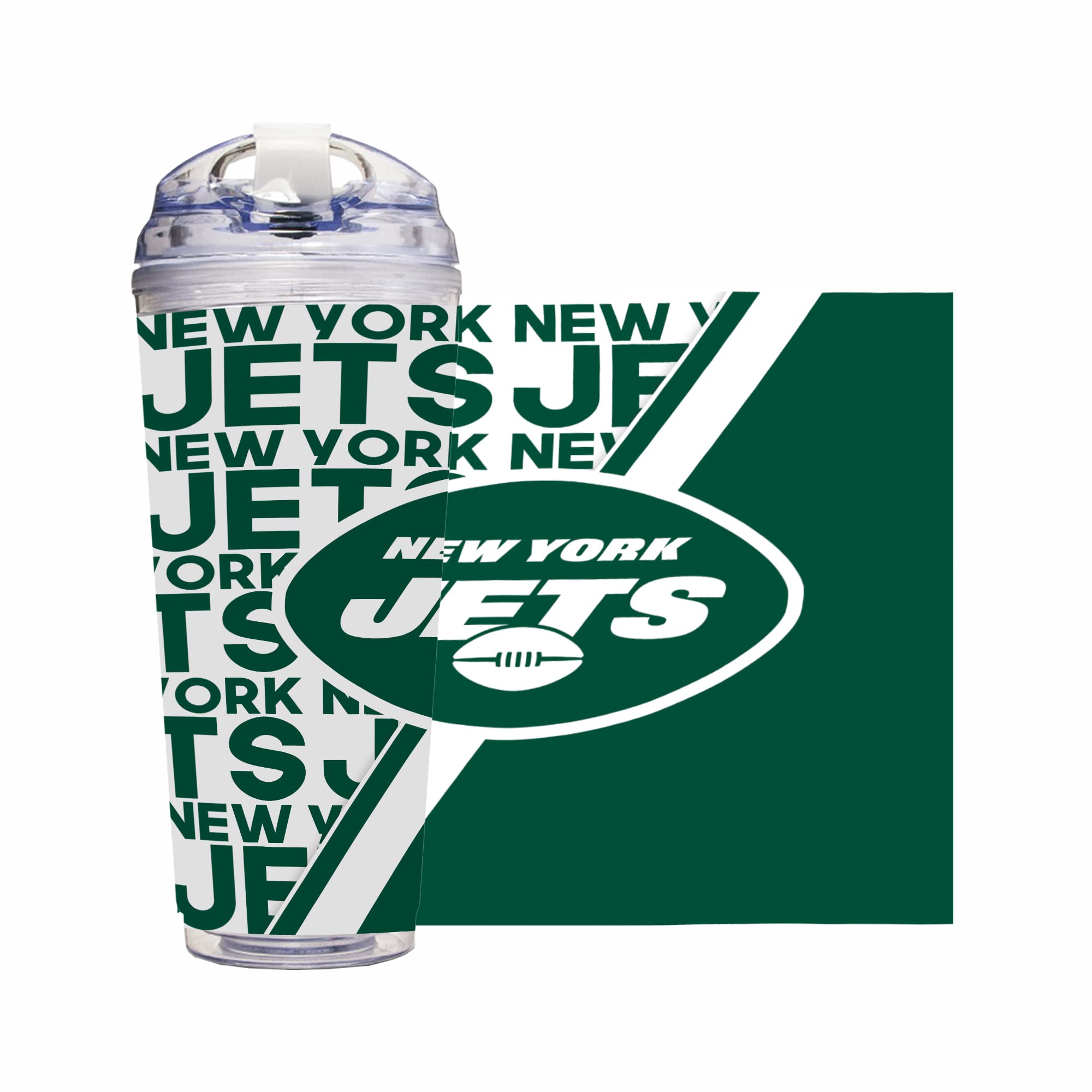 Rico Industries NFL Football 24oz Acrylic Tumbler with Hinged Lid, Officially Licensed Double Wall Tumbler for NFL Fans