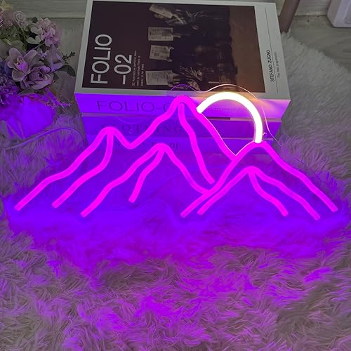 Miniatura 10 de Warmthwish Letrero de neón de montañas, amanecer, atardecer, luces LED personalizadas, decoración de pared del hogar, dormitorio, sala de juegos,