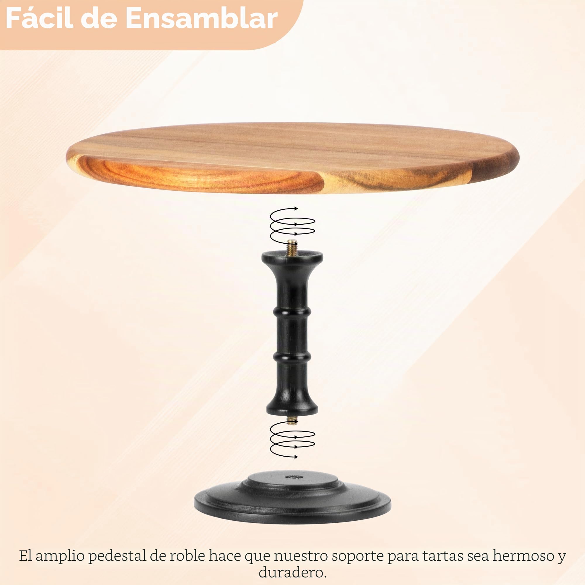 Soporte para Tartas/Cupcakes de Madera 1 Nivel Medio | Puesto de Postres de Madera con Base de Roble, Bandeja para Servir, para Fiesta de Cumpleaños, té de la Tarde