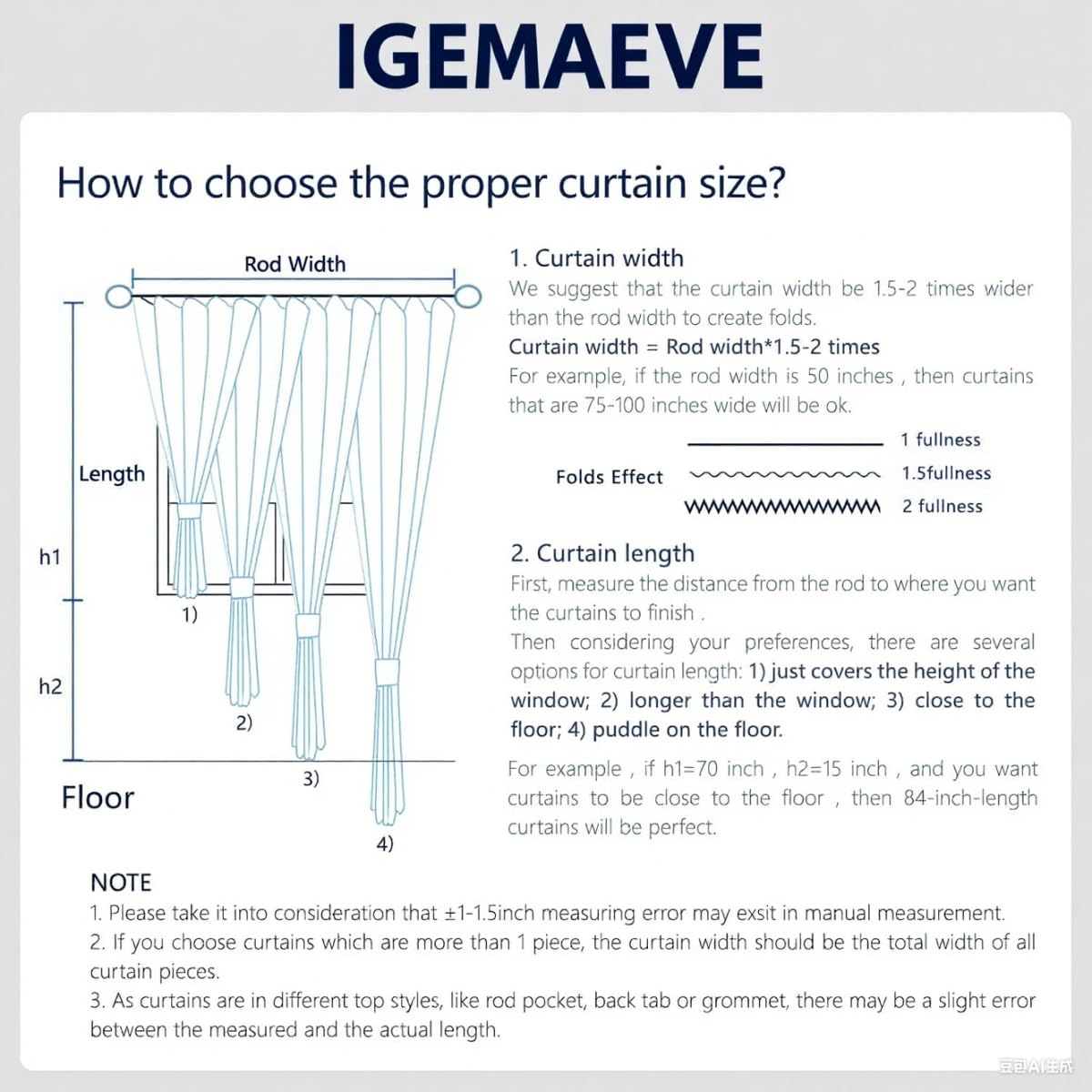 IGEMAEVE Juego de 2 paneles de cortinas opacas de 96 pulgadas de largo, cortinas opacas para dormitorio, 96 pulgadas de largo, ahorro de energía, cortina de oscurecimiento para sala de estar, ventana,