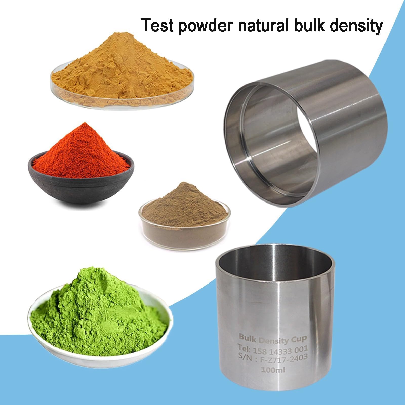 Densimetro impilabile naturale, tester di densità della polvere in acciaio inossidabile, misurazione accurata, per analisi dei materiali di laboratorio e industriale