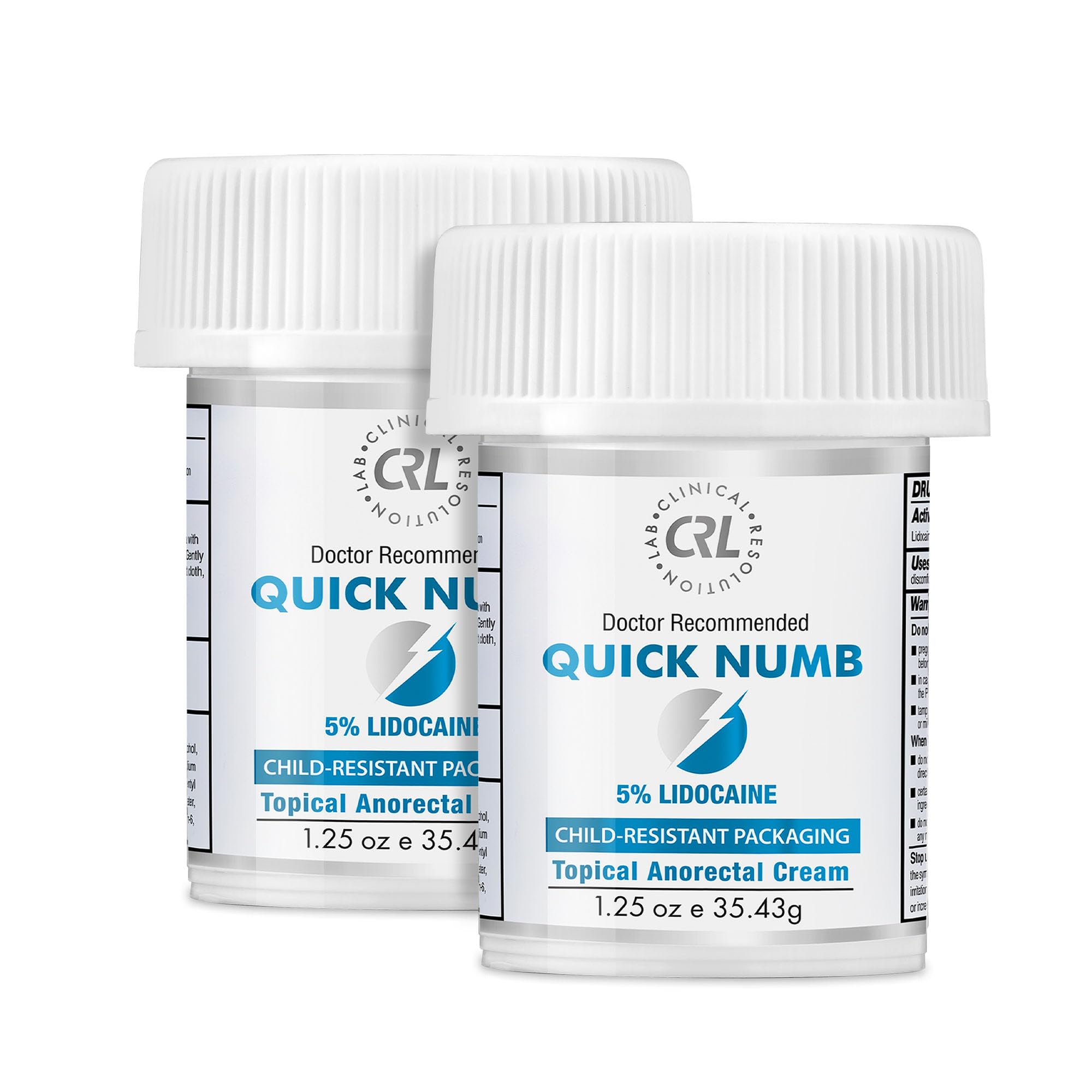 Clinical Resolution Quick Numb 5% Lidocaine Cream Max Strength 1.25oz 2pk