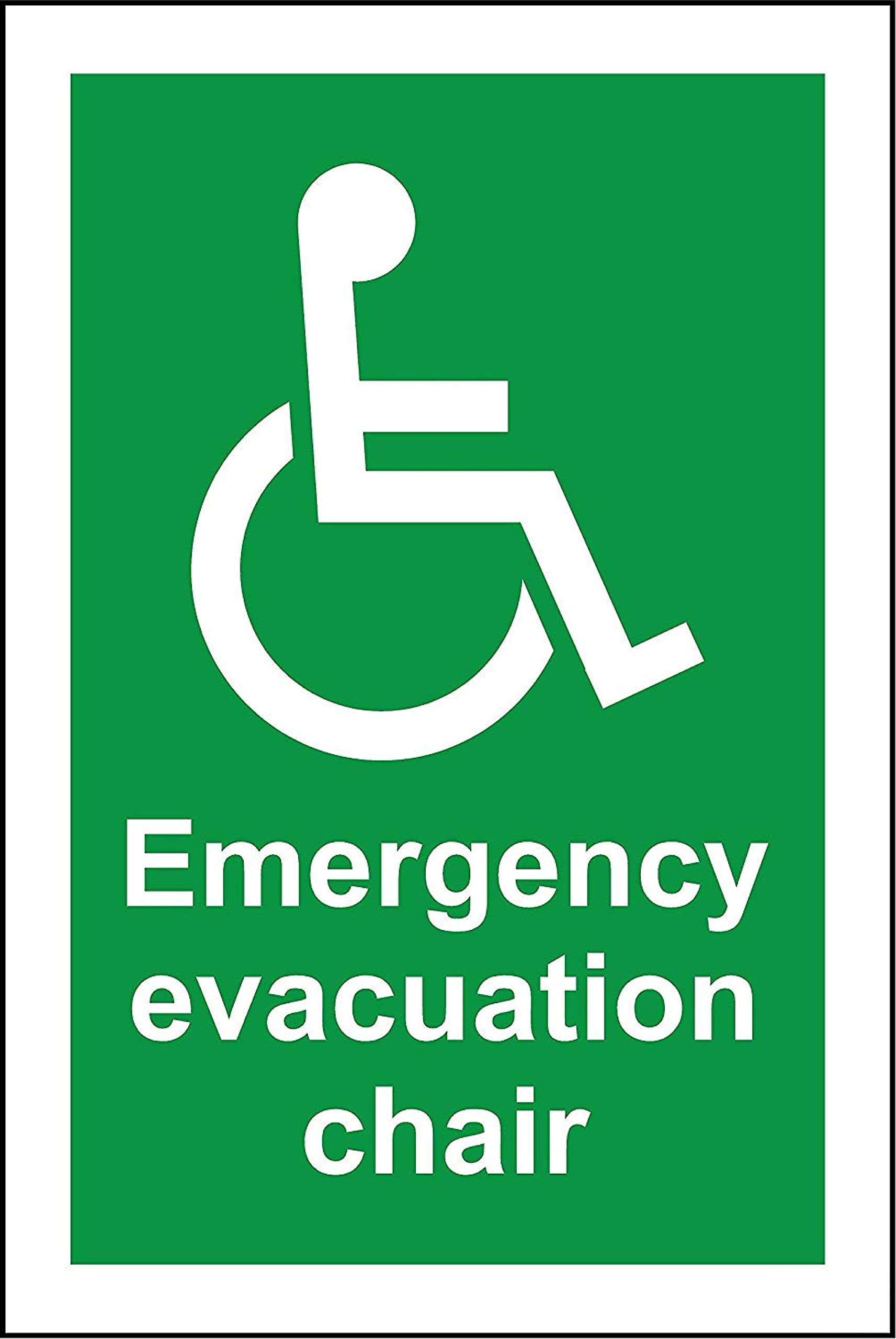 Emergency evacuation chair sign - Self adhesive sticker 400mm x 300mm