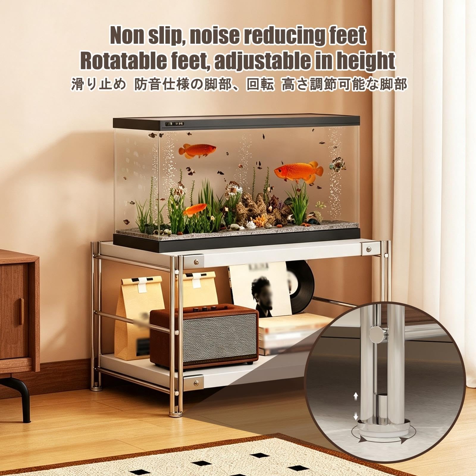 Tavolo per Acquario, Acquario con Mobile Completo | Realizzato in Acciaio e Legno; Supporta Un Carico di 150 Kg(B,40x30x50cm/15.7x11.8x19.7in)