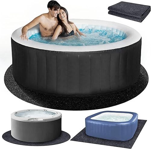 Almohadilla redonda para bañera de hidromasaje de 80 x 80 pulgadas, alfombrilla inflable para bañera de hidromasaje al aire libre e interior,