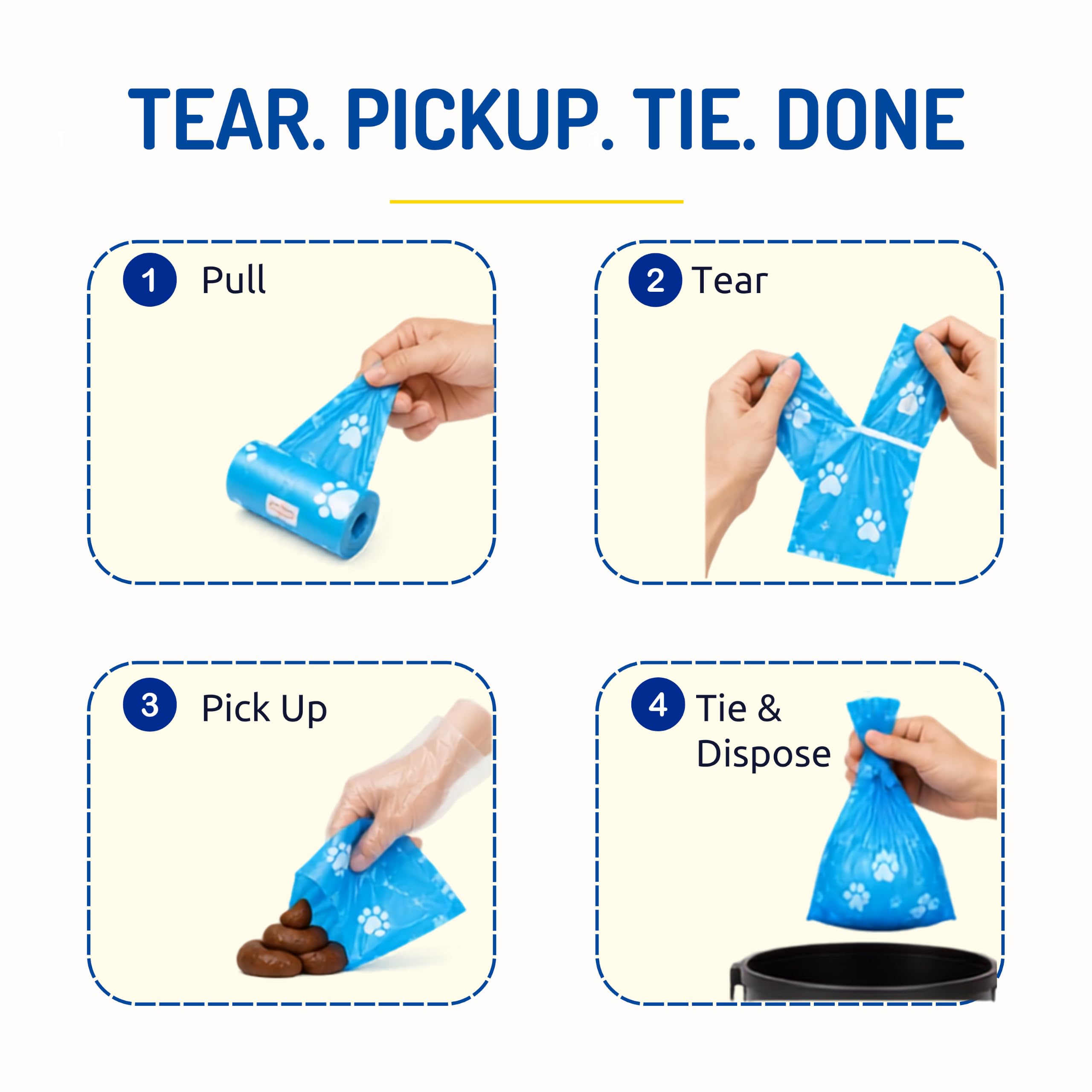 PETS EMPIRE Roll Dog Poop Bags Extra Thick and Strong Leak Proof Poop Bags for Dogs (20 count) 1
