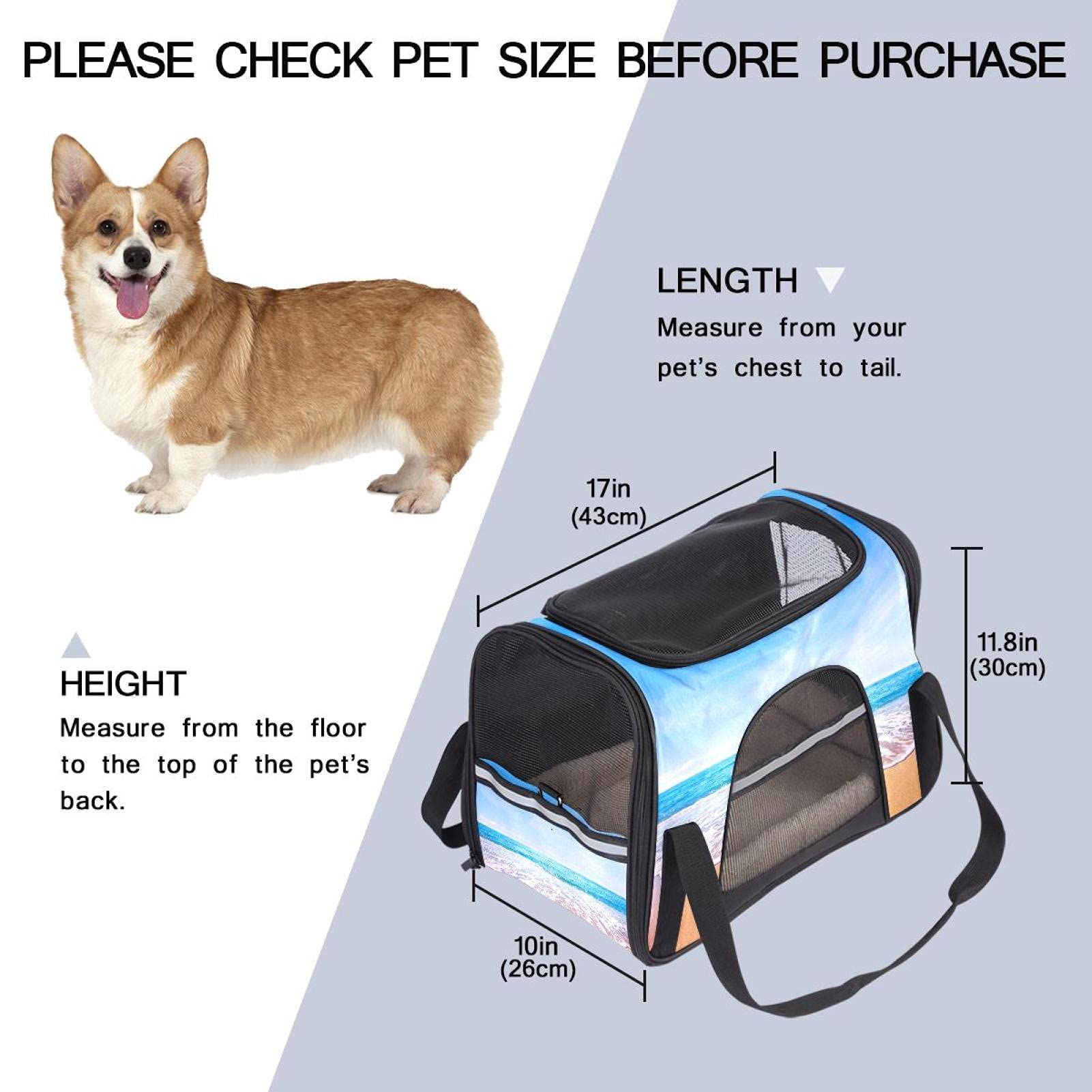 Trasportino per animali domestici da spiaggia e mare morbido da viaggio per gatti, cani e cuccioli, borsa portatile pieghevole per animali domestici approvata dalla compagnia aerea