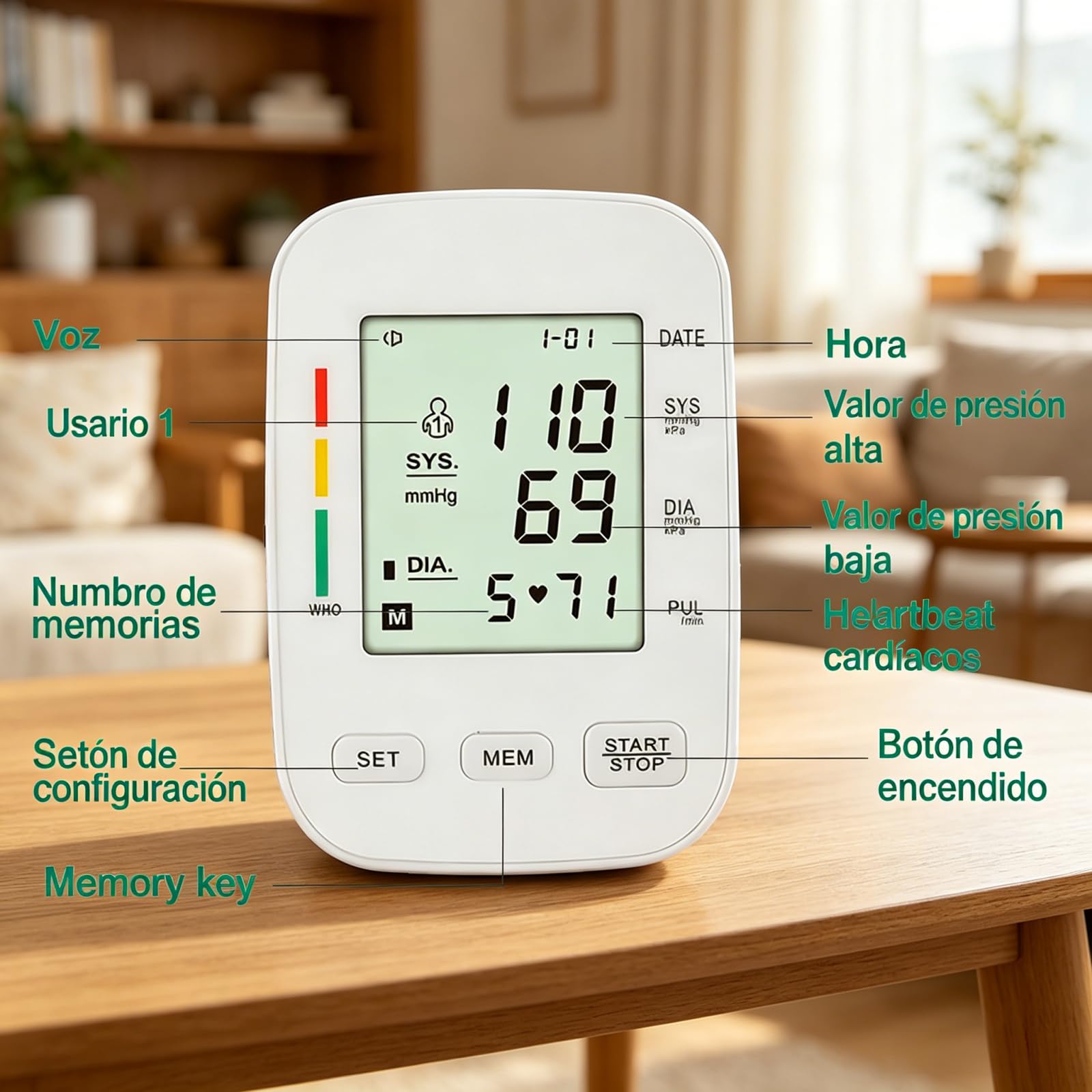 Oryzon Blood Pressure Monitor V1 Pro – Tensiómetro Digital de Brazo con Pantalla LCD, Detección de Arritmias, Brazalete Ajustable, Alimentación USB y Pilas para Seguimiento Diario (1 unidad)