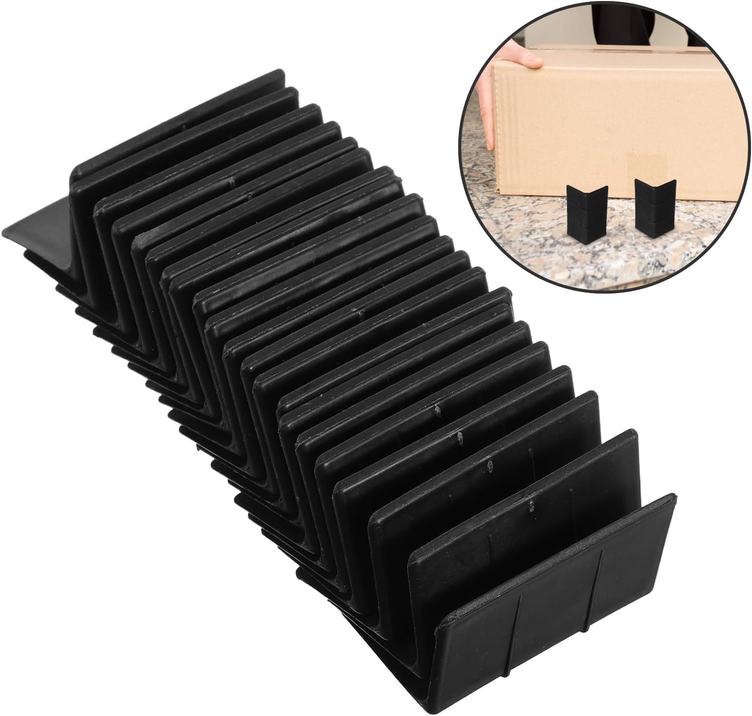 20 Pcs Packaging Edge Protectors Thickened Corner Design, Impact Resistant Black Pp and Pe Corner Guards, Easy to Use for Truck Transportation and Handling