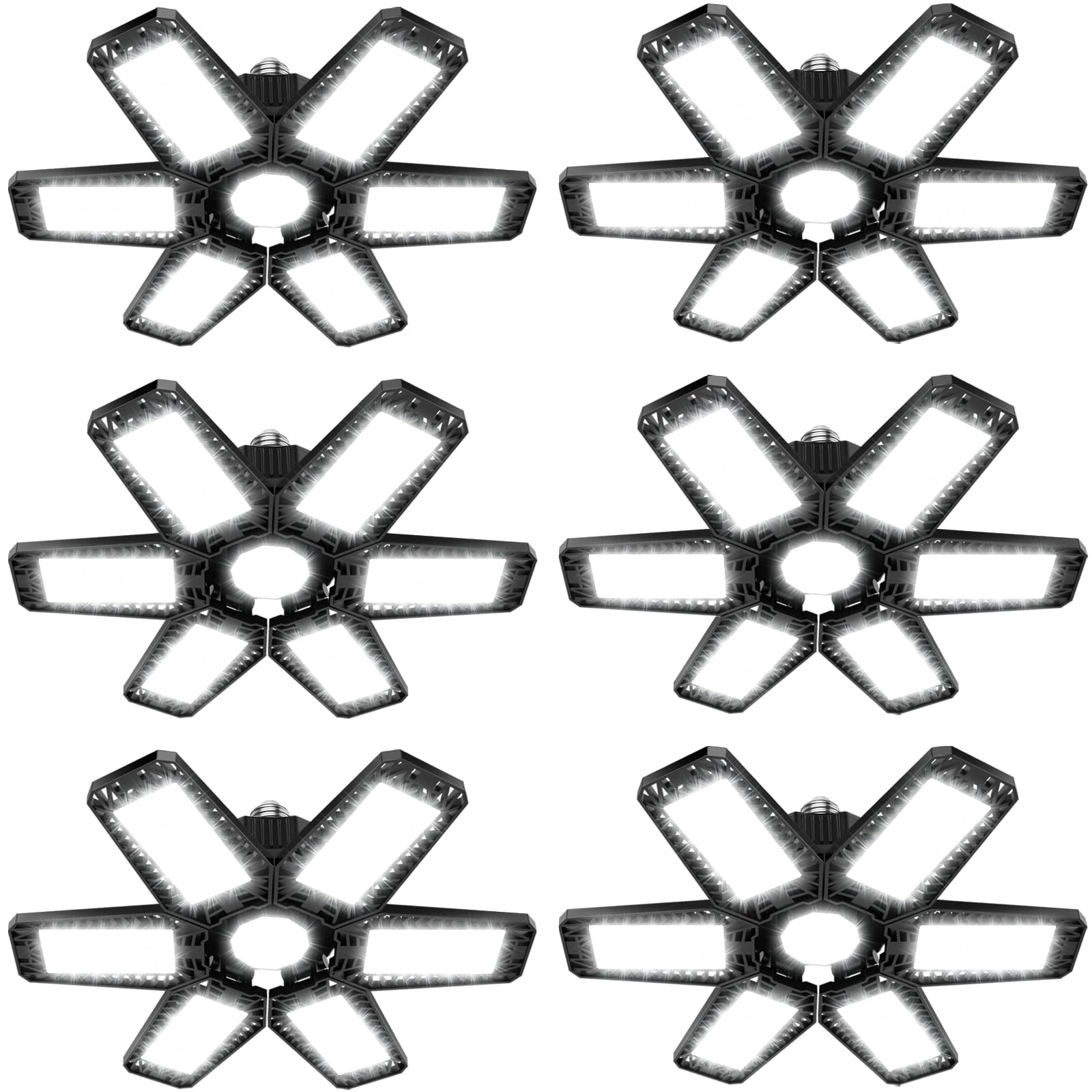 ISKYDRAW Garage Lights Bulb - 6 Pack 200W Garage Lights Ceiling LED 20000LM 6500K Led Shop Light with