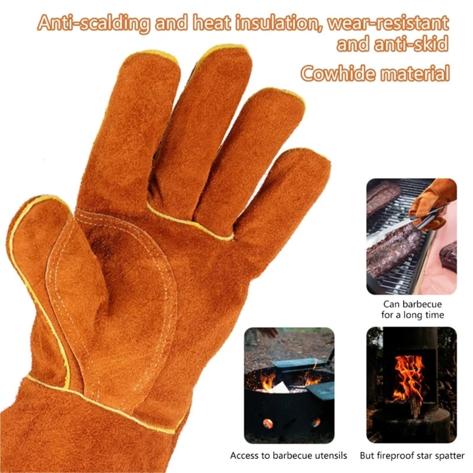 1 Paire de Gants résistants à la Chaleur for l'extérieur, Cuisine for Four BBQ, Gril Longs for Griller, Cuisson au Barbecue pour Barbecue