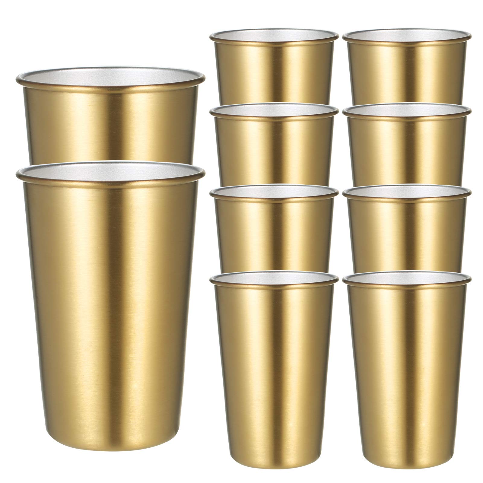 10 Pack 500ML Gold Color Stainless Steel Cup Bar Party Coffee Mug Colored Metal Tumblers Wide Mouth Cups Cold and Heat Mug Unbreakable for Indoor Outdoor Use — image 1