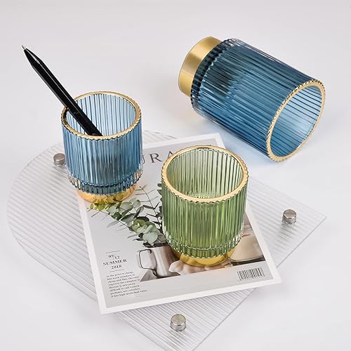 Miniatura 10 de CANITORON Soporte para brochas de maquillaje, organizador de brochas de maquillaje cosmético de vidrio, soporte de almacenamiento para brocha de