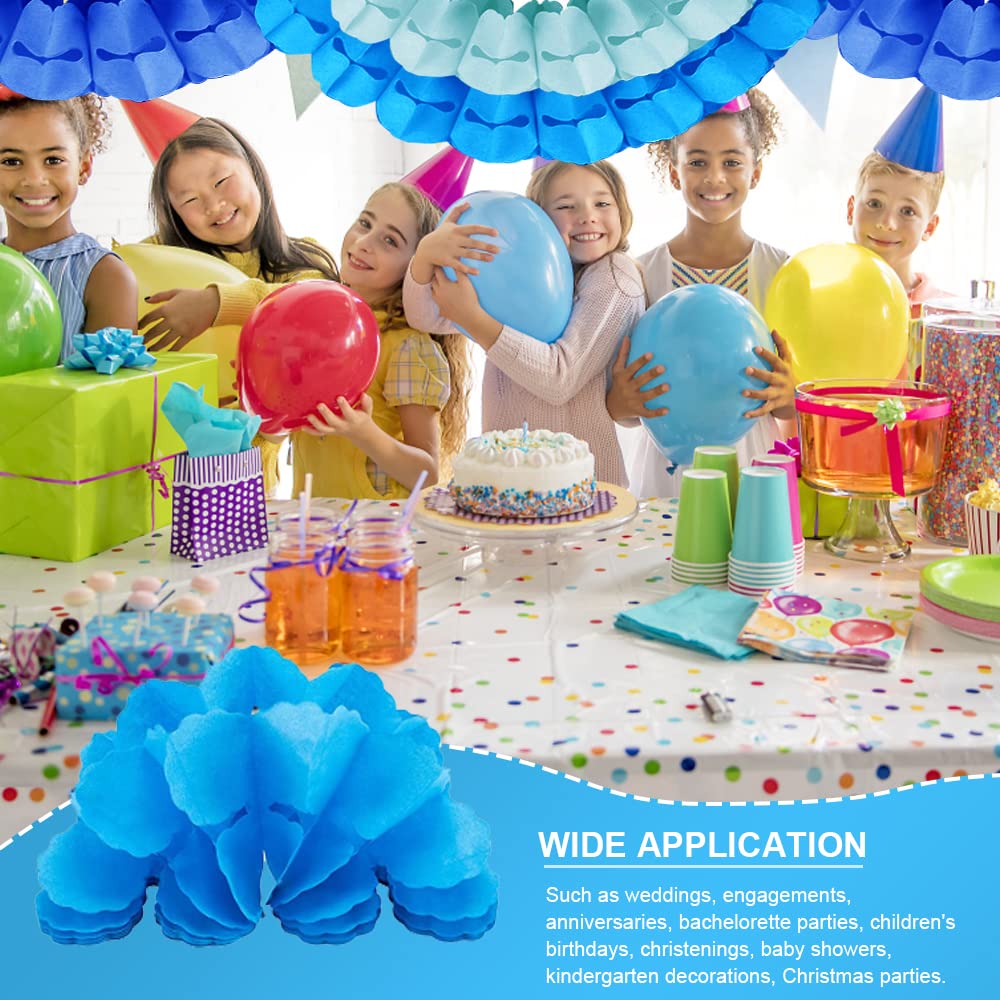 Papieren slingers, 6 stuks, 3 meter, lichtblauw, blauw, klaverblad, kleurrijke slinger voor feestdecoratie, verjaardag, doop, babyshower, jongen, geboorte, carnaval, bruiloft