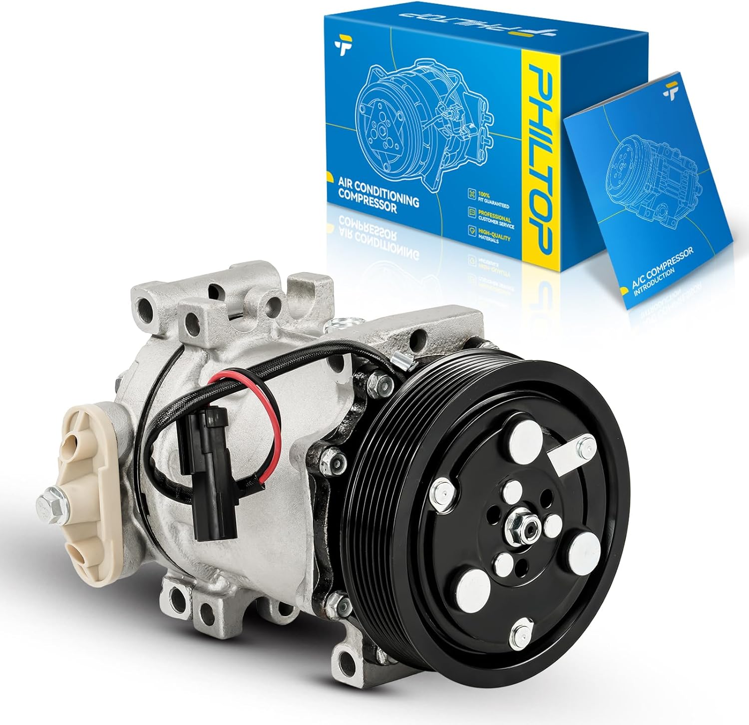 PHILTOP 78562 AC Compressor for Dakota 2002-2003 3.9L / 5.9L, Ram1500 2002-2003 5.9L, Durango 2002-2003 5.9L, Ram2500 2002 5.9L, Ram3500 2002 5.9L, Ram2500 2003 8.0L, Ram3500 2003 8.0L, 471-7010
