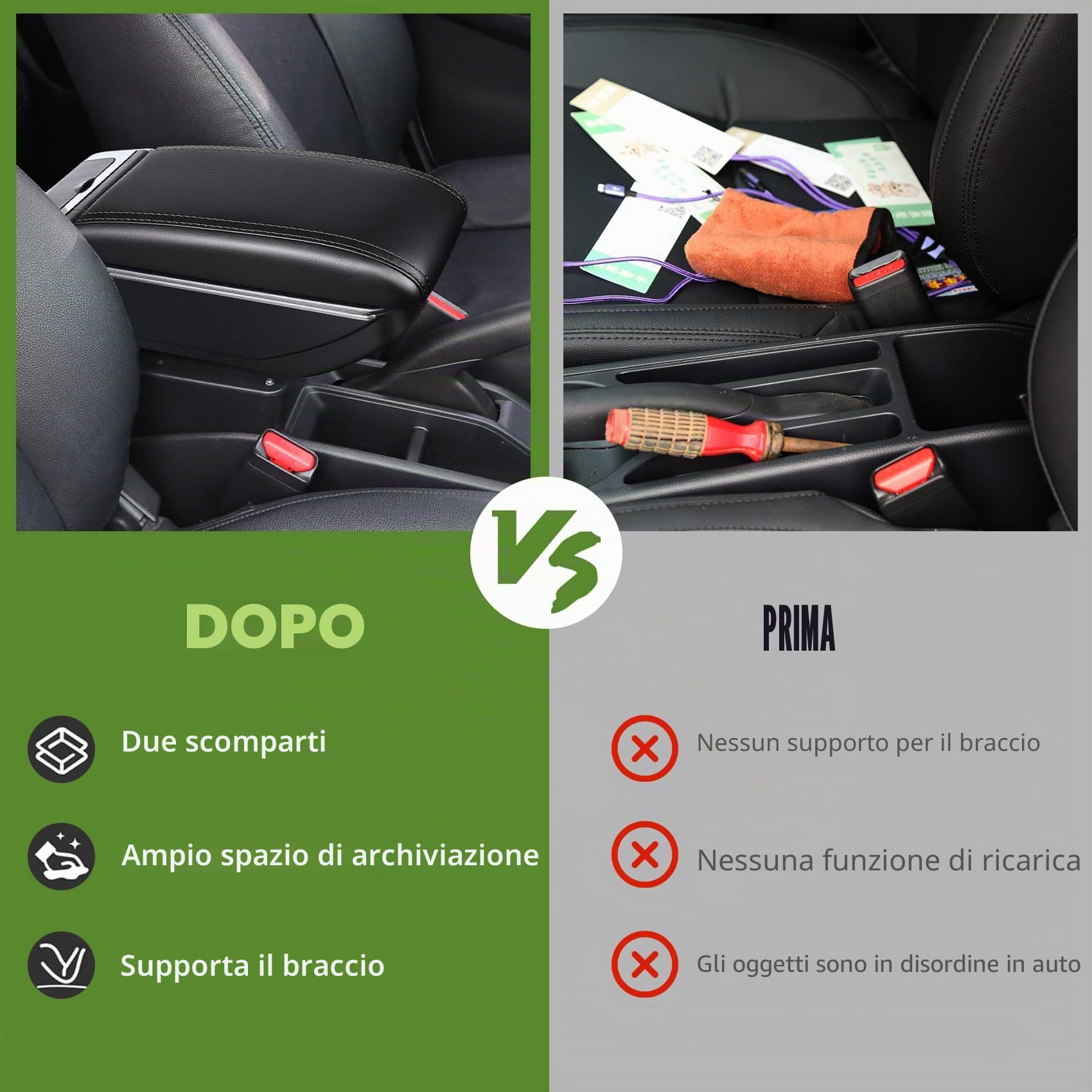 Auto Centrale Bracciolo Compatible with Opel Astra J Braccioli Poggiabraccio Vano Portaoggetti Nero Doppio Spazio di Archiviazione con Portabevande