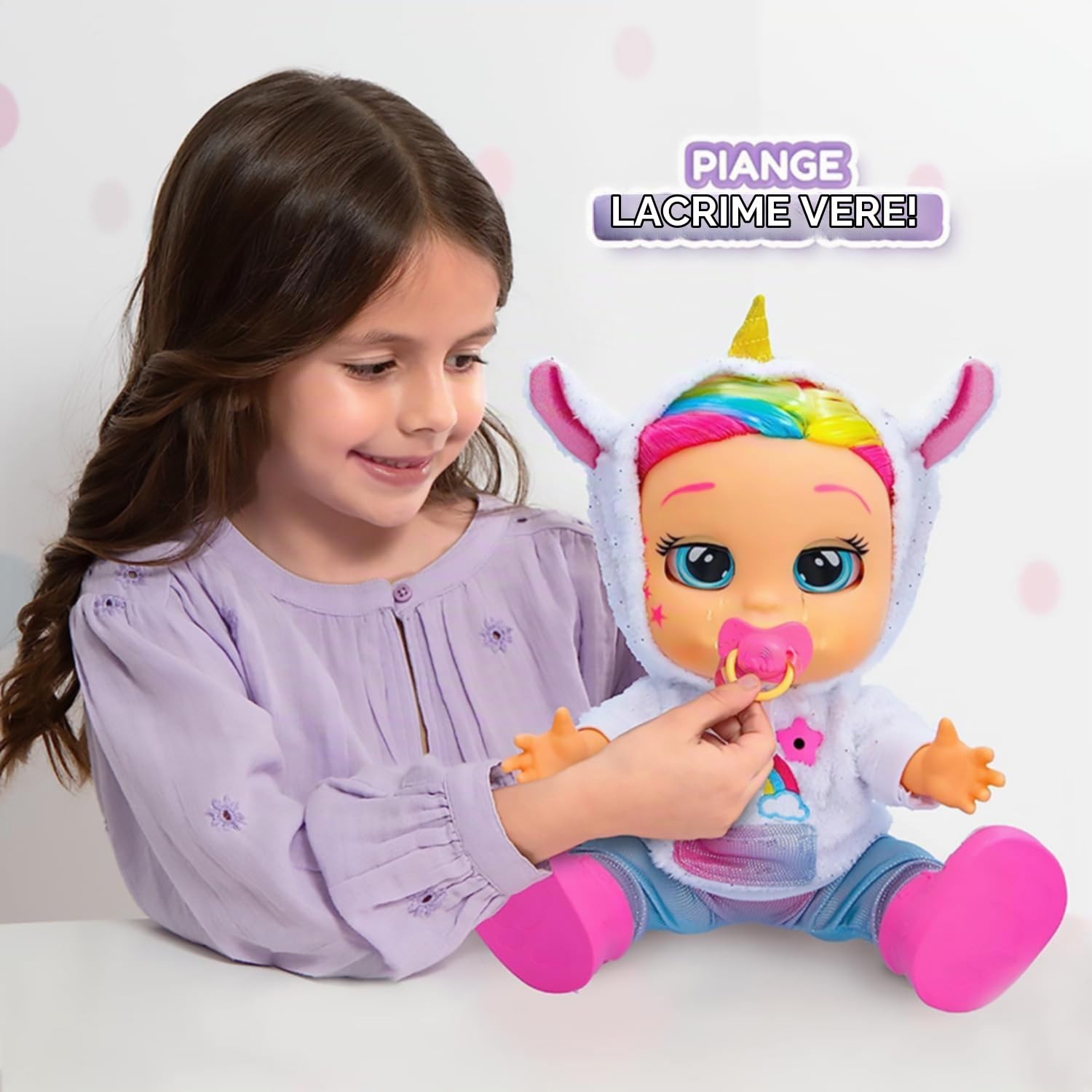 CRY BABIES First Emotions Dreamy, Bambola Interattiva con Più di 65 Espressioni, Movimenti e Versi da Bambino, Gioco per Bambine e Bambini +3 anni