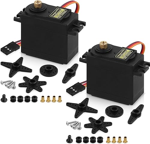 Vista 8 de Paquete de 4 servomotores MG995 ángulo de control 180 de engranaje de metal servo servo de 28.7 lbs de par digital de alta velocidad para DIY Smart