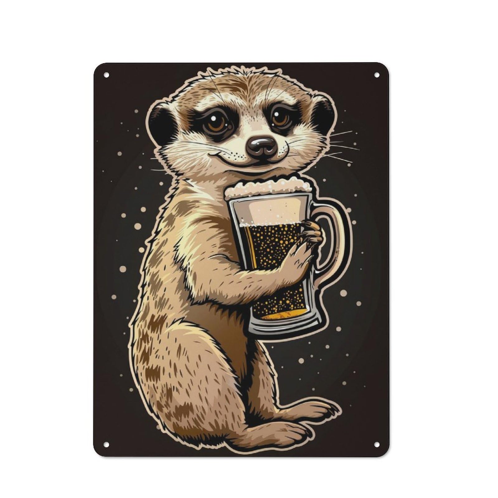 Nostalgic Meerkat Beer Decorative Tin Sign 40x30cm, Vintage Wall Decor for Lounge, Study, Pub Or Wall Gallery