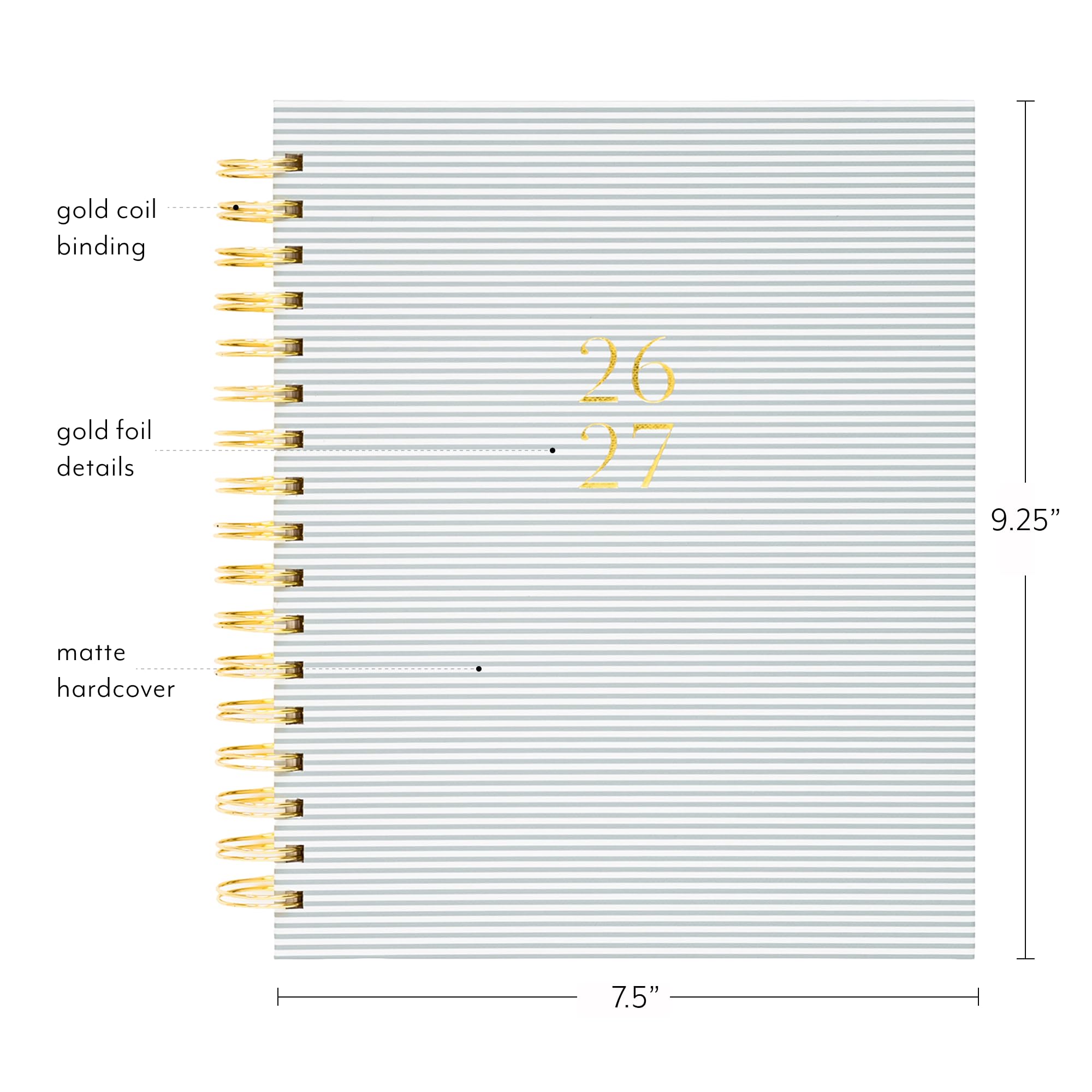 Sugar Paper Agenda accademica 2026 2027, planner mensile per scuola, università e insegnanti, calendario con copertina rigida con pagine per appunti, segnalibri e chiusura con elastico (19,1 x 23,50