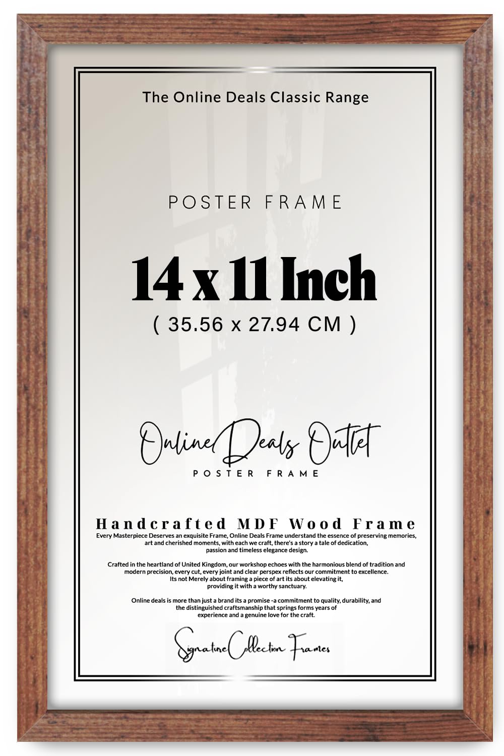 Online Deals | MDF Picture Frame (35.56 x 27.94 CM) 11 for Illustration Prints, Hand-Drawn Comics & Artwork, Elegant MDF Finish, Secure Hanging Hooks [ Rustic ]