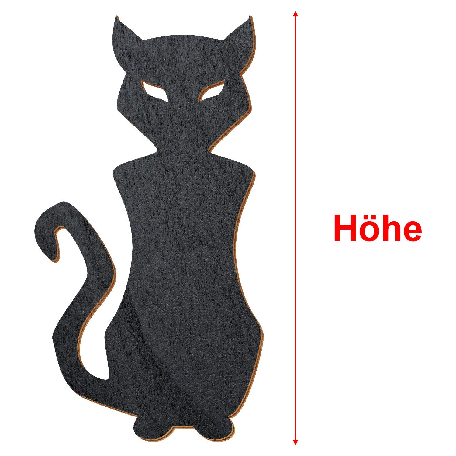 Figura decorativa de gato de madera negra para Halloween, tamaño a elegir, tamaño: 48 cm, paquete con 50 unidades