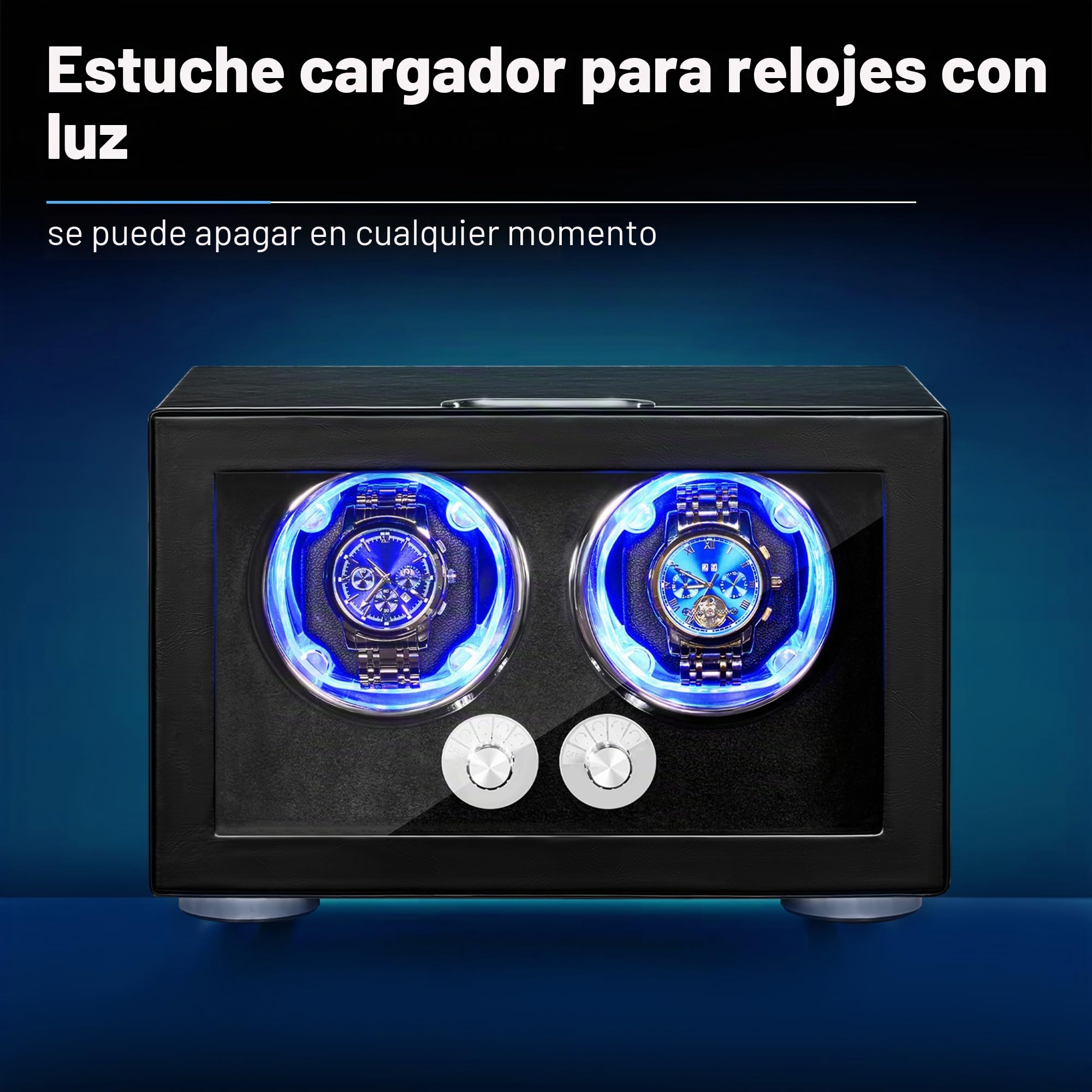 ANWBROAD Enrollador de relojes automáticos, rotador doble con LED y 4 modos, motor Mabuchi super silencioso, adaptador UJWW004B.