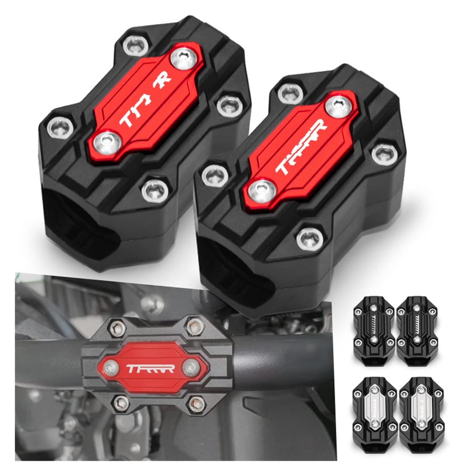 LOTFI Protezioni Paramotore Per Triumph Tiger 800/900/1200 E 1050i/955i – Blocchi In Alluminio E Nylon Anti-graffio, Diametro 22/25/28 Mm, Misura T Two Black