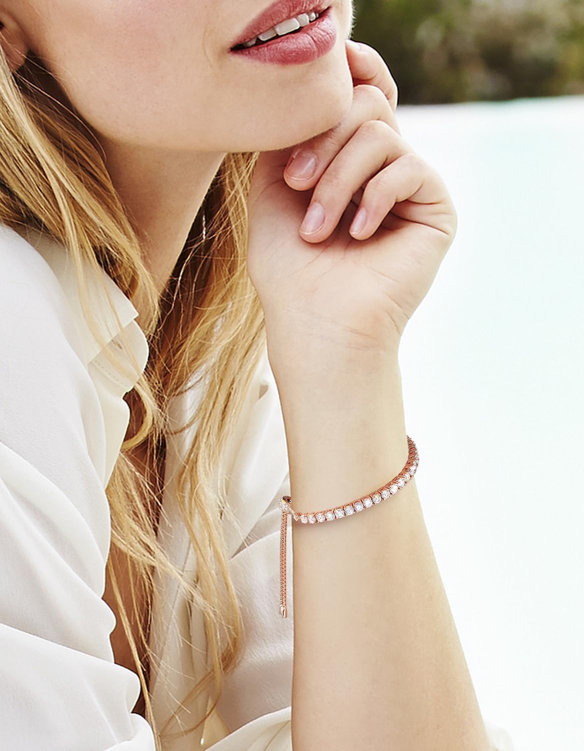 KRKC&CO Women’s Gift – Adjustable Moissanite Bolo Tennis Bracelet for Women, 1.6-8.0 ct.tw, D Color VVS1, Hypoallergenic 925 Sterling Silver, Luxury Box Elegant Jewelry for Her