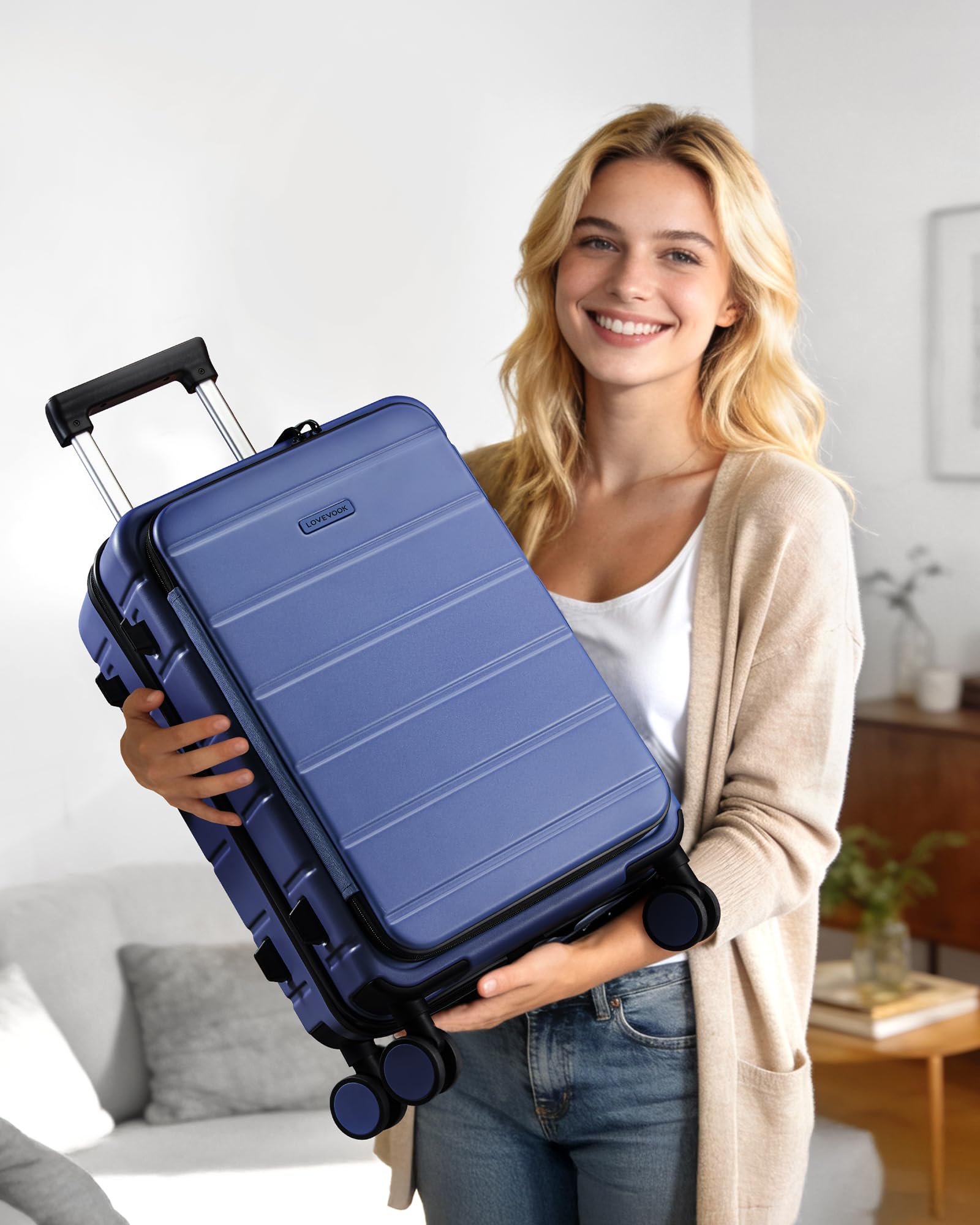 LOVEVOOK Carry On Luggage 22x14x9 Airline Approved with Spinner Wheels, 20 Inch Small Carry On Suitcase with TSA Lock, Expandable Hard Shell Suitcases for Men Women — view 2
