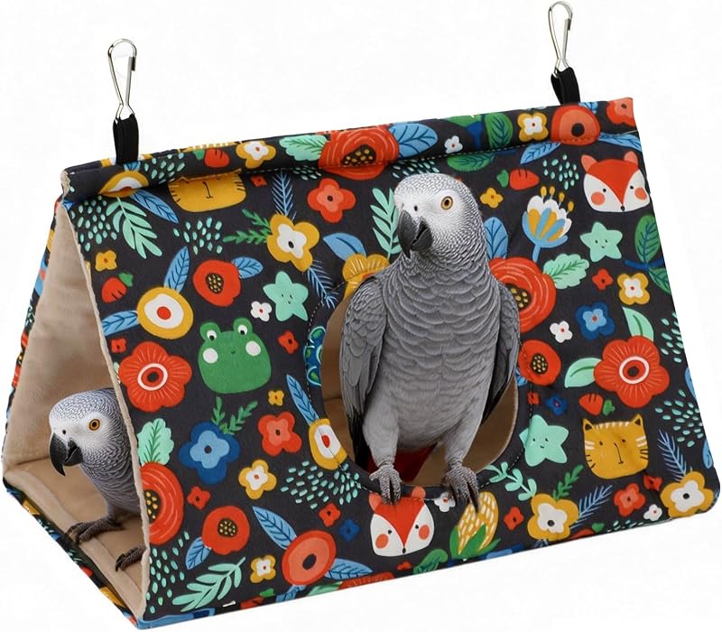 Ninho para Aves Rypet com Toca Acolchoada, Rede Suspensa e Base Removível Azul-marinho Grande