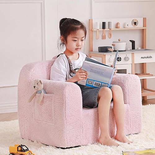 Miniatura 1 de Givjoy Silla infantil de felpa para niños, cómodo sofá para niños, tumbona para dormitorio, sofá convertible para niñas y niños, silla de lectura