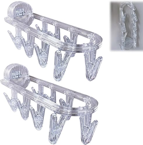 QruiLanTu Estante de secado de ropa con ventosa para montar en la pared con 9 clips, estante de secado plegable, ropa interior, toallas de bebé,