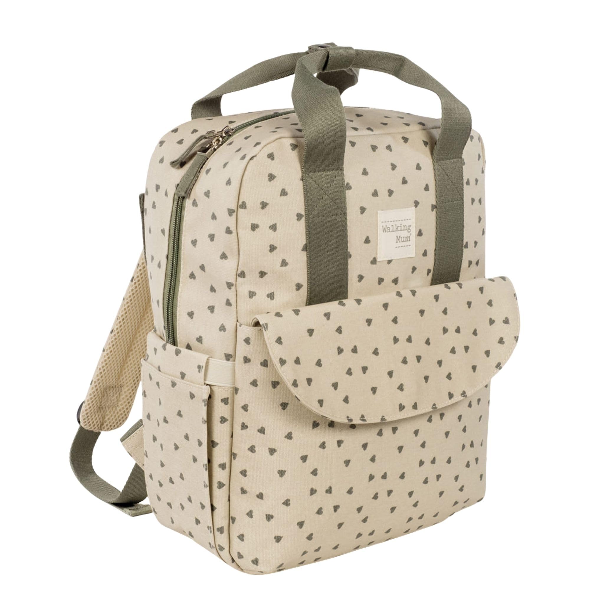 Walking Mum - Mochila Corazones Poppy Musgo